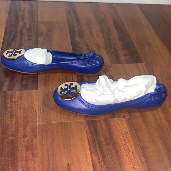 Tory Burch Reva Mestico Blue Nile and Gold Ballet Flats - Picture 4 of 10